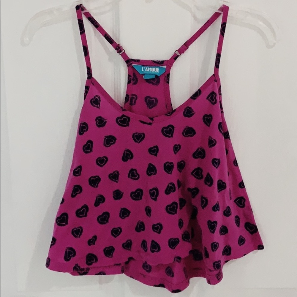 L'Amour Purple Racerback Crop top with hearts